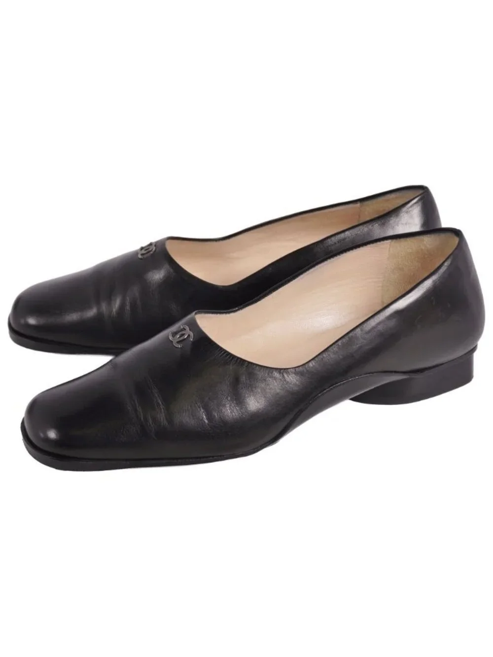Chanel Vintage Pumps CC Logo Leather Hi Heel
